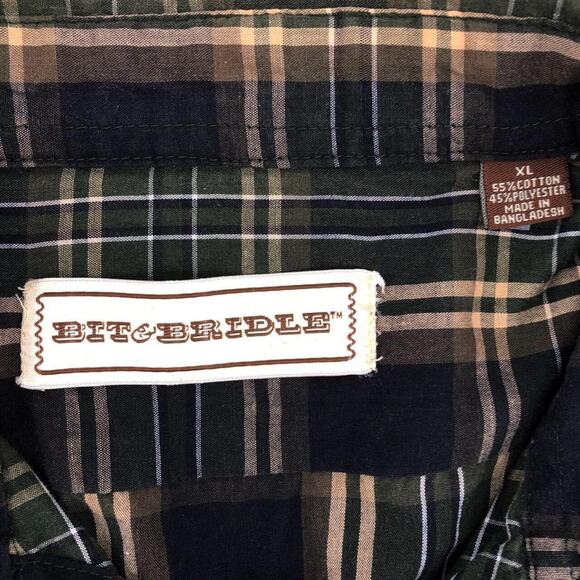 Y2k black plaid western shirt 2000s vintage - Picture 3 of 4